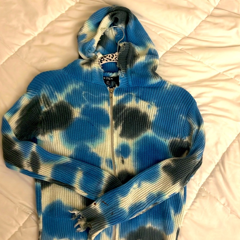 FBZ (Flowers by Zoe) Tie Dye Zip Up Hoodie Sweater.